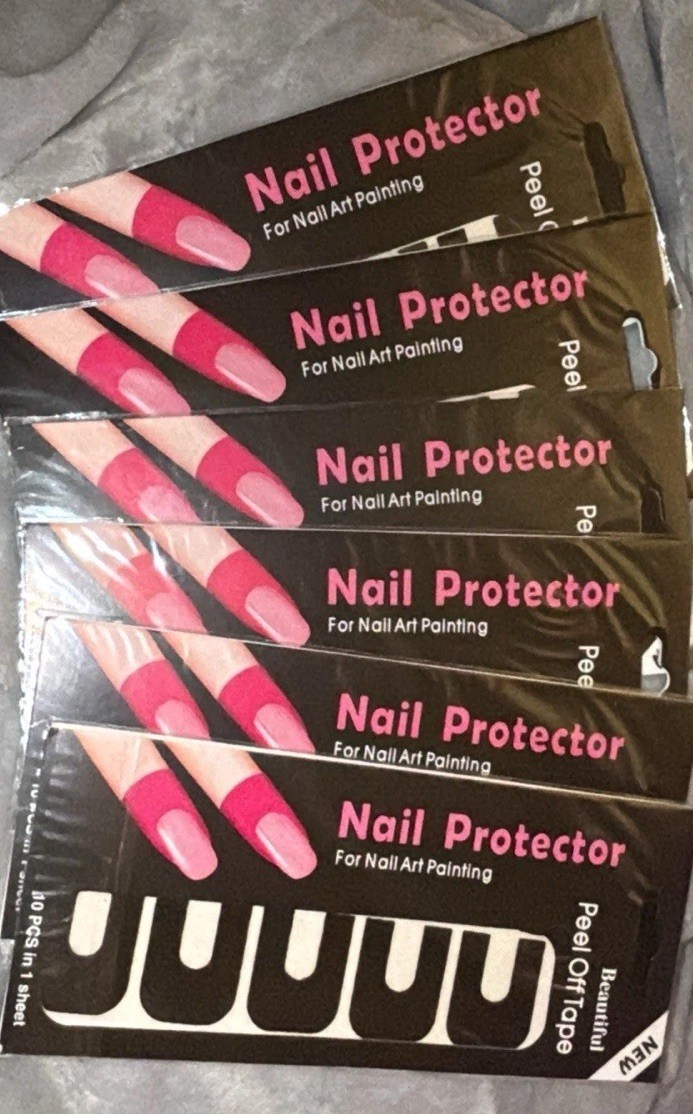 Finger Nail Protector Tape For Nail Polish Painting Peel Off Tape Black 6 Packs