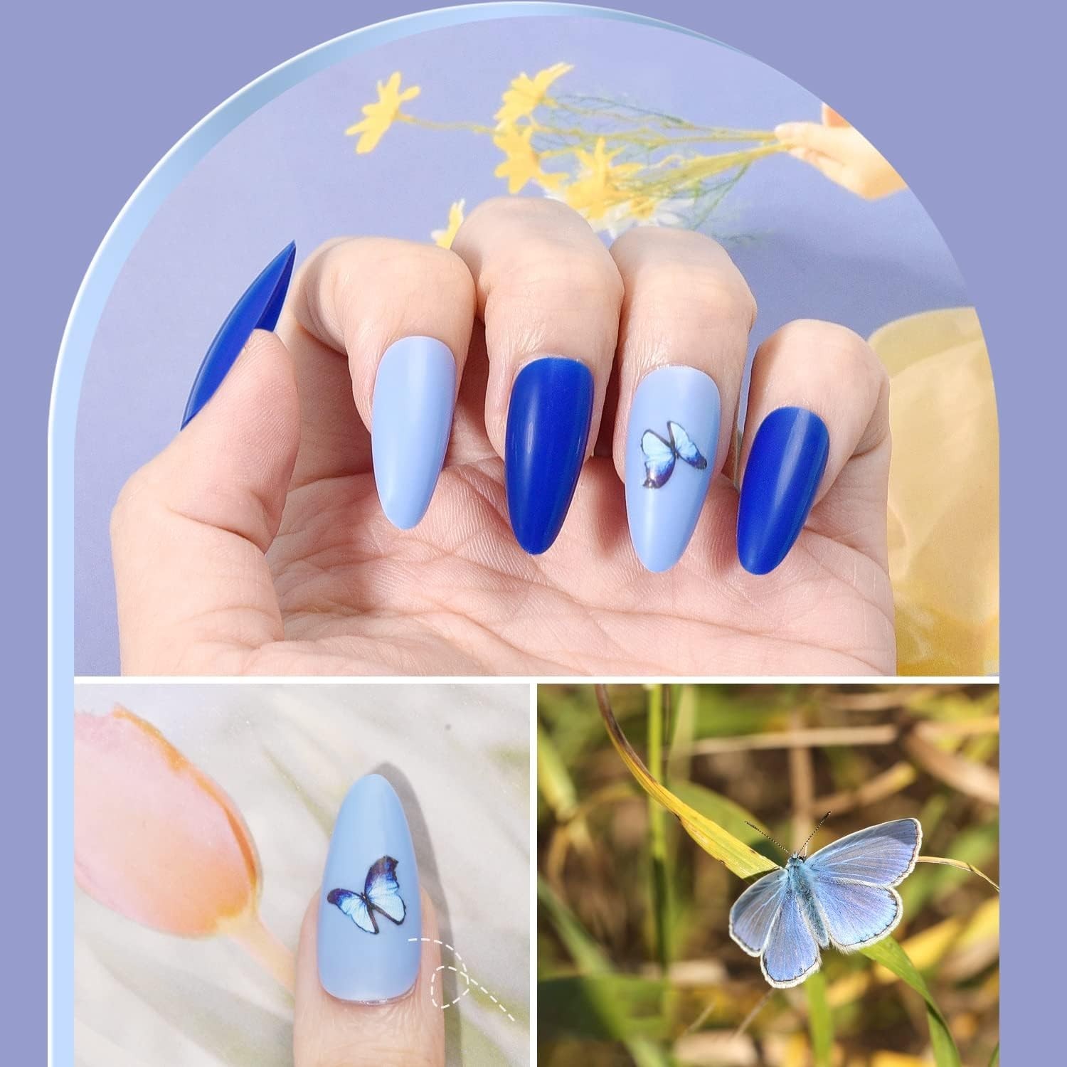 TsMADDTs Press On Nails Almond, 24 Colors 720 pcs Short Fake Nails for Women