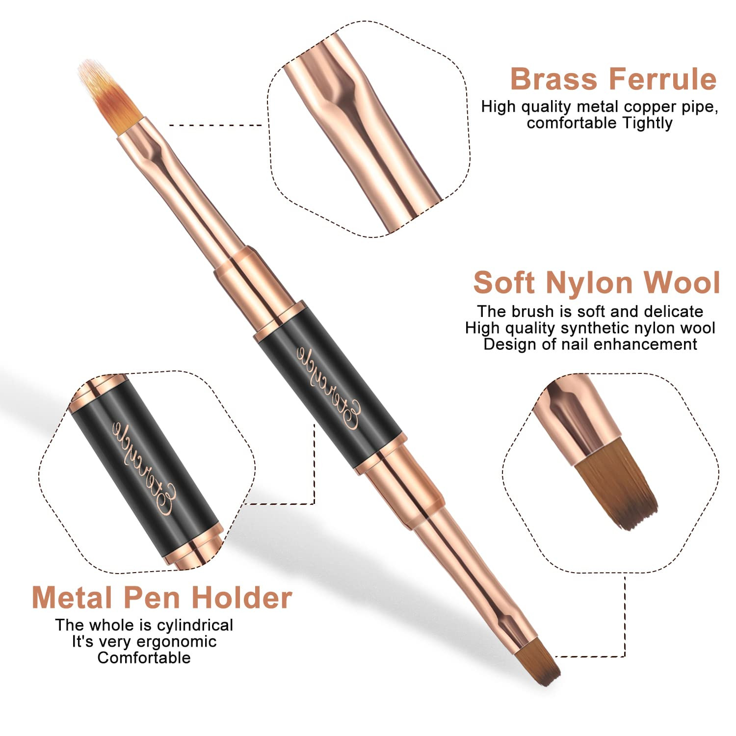Black Nail Art Brush Set With 10 Heads Dual Use Durable & Easy To Clean