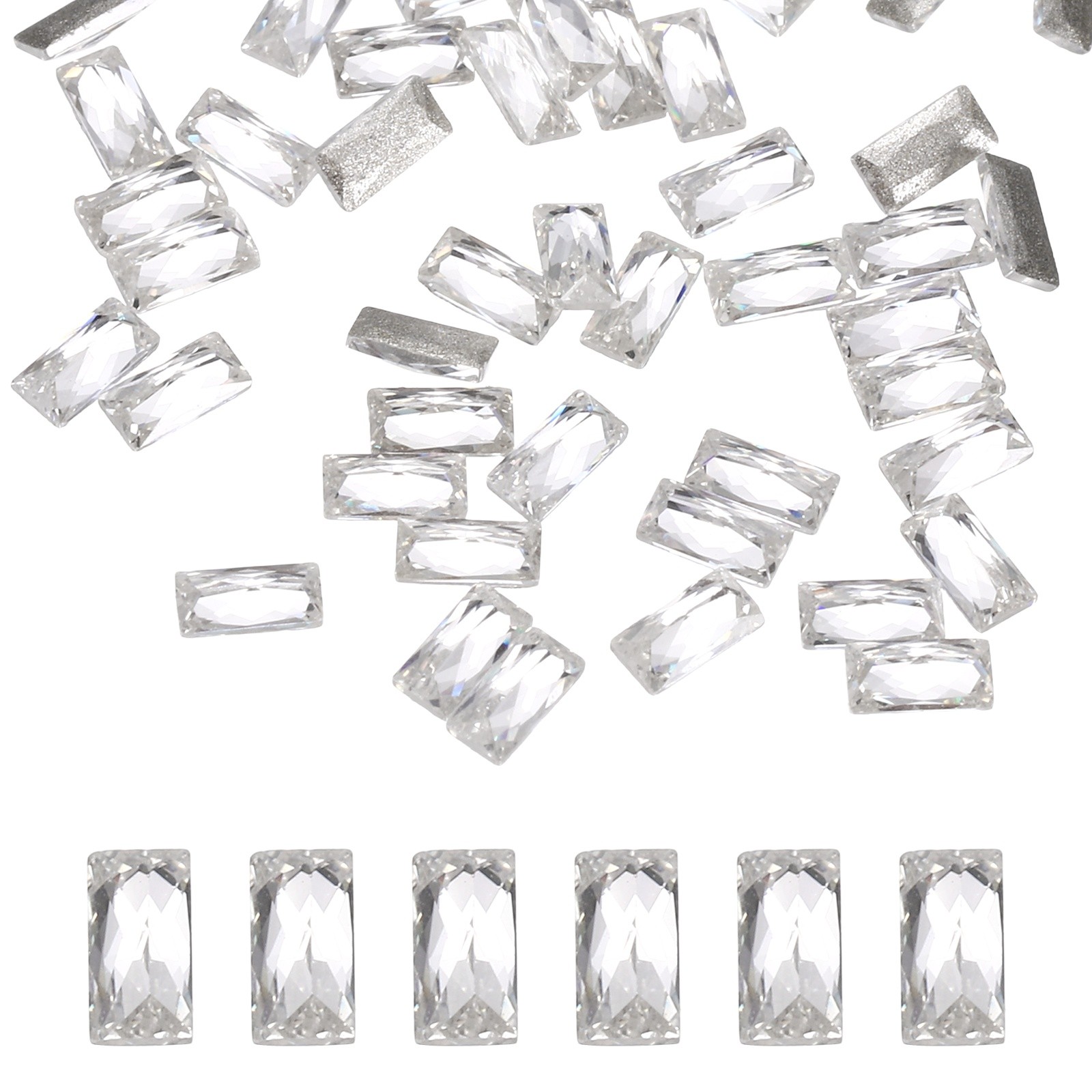 50pcs Shiny Zircon Rhinestones 3mm Rectangle Mini Nail Art Diamonds