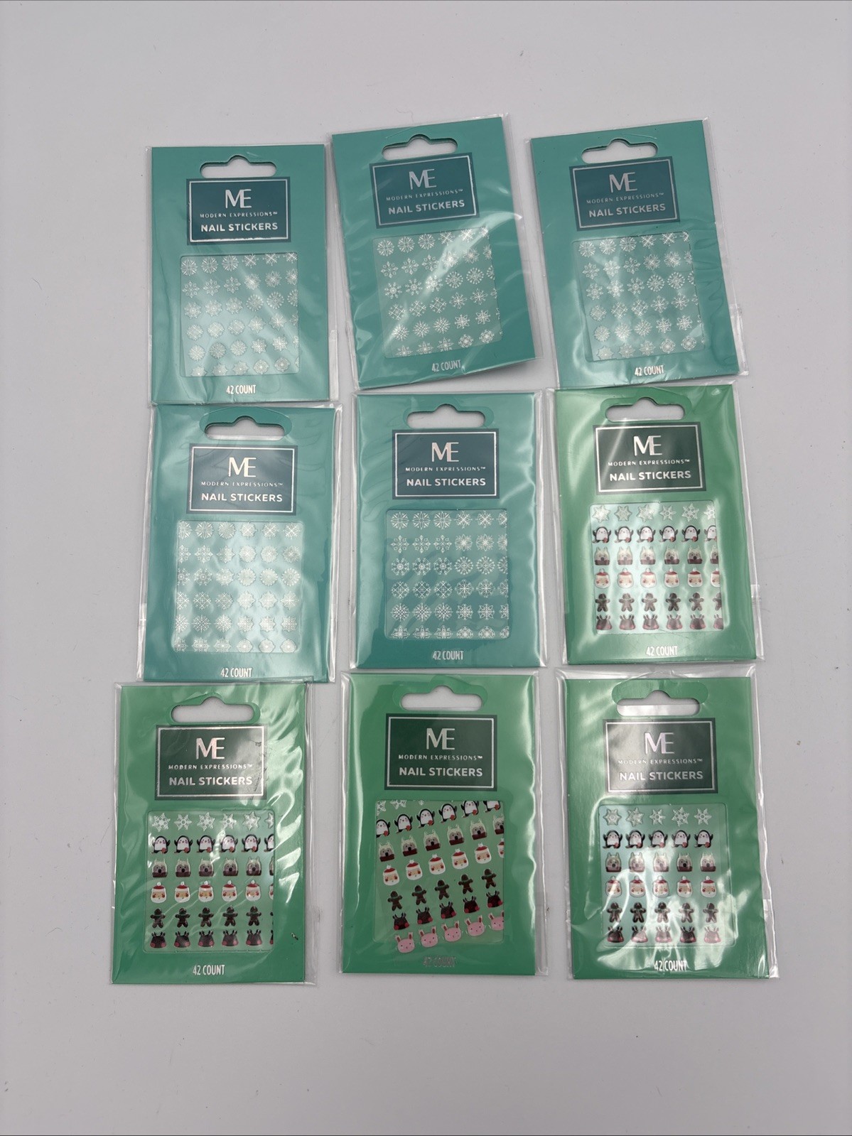 Christmas Holiday Nail Stickers Lot of 9 packs 378 total stickers
