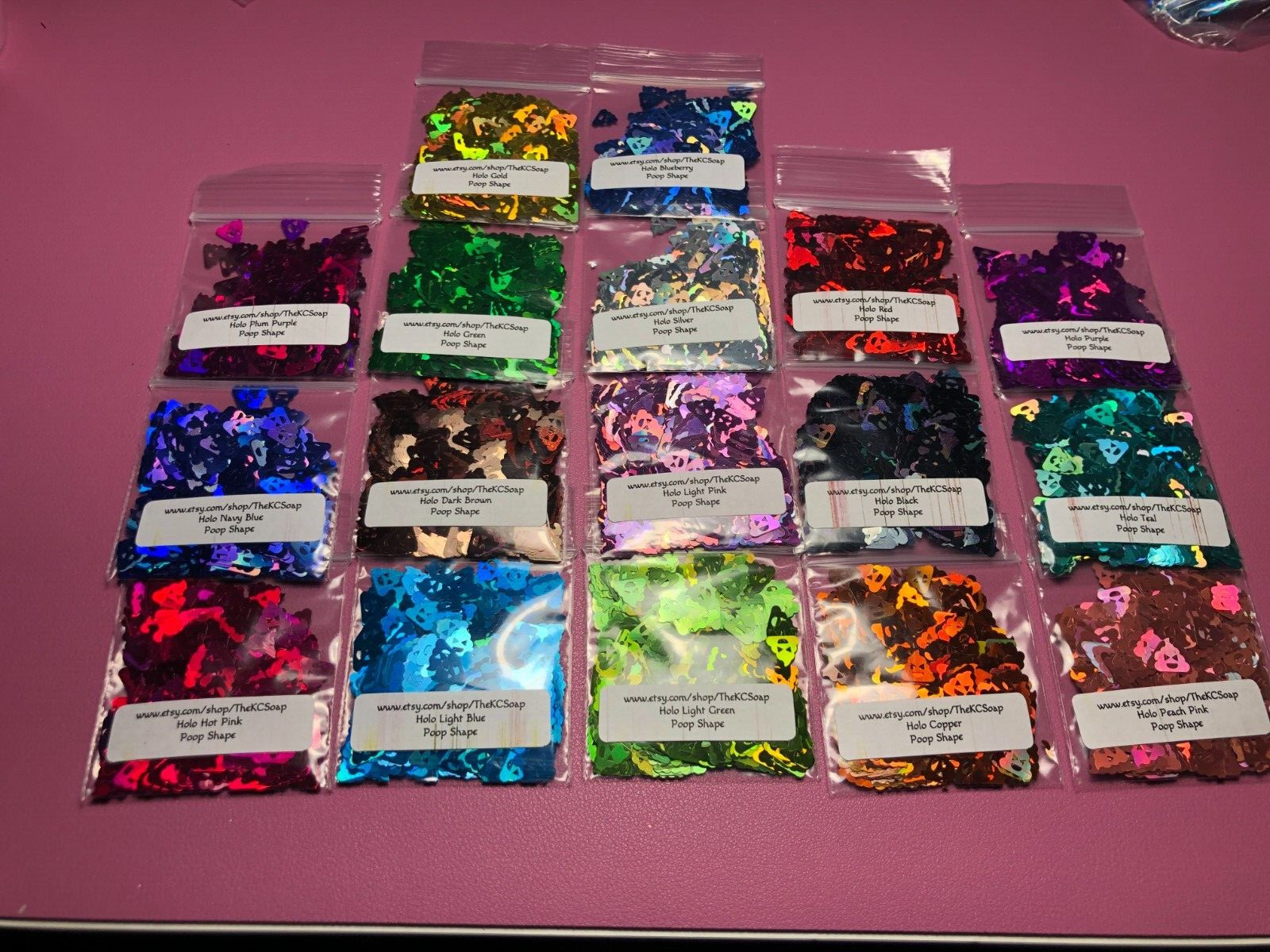 1OZ Solvent Resistant HOLO LIGHT PURPLE POOP Shape Glitter Epoxy US Seller