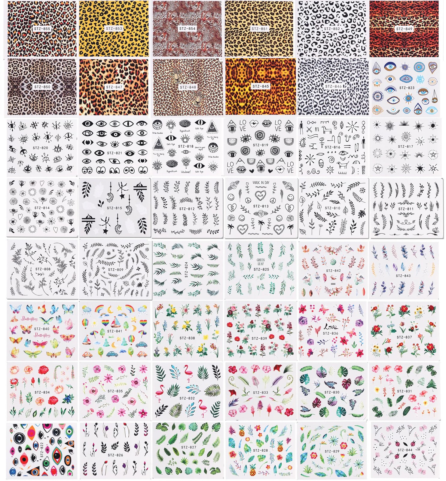 78 Sheets Butterfly Nail Art Stickers Water Transfer Nail Decals for Women New