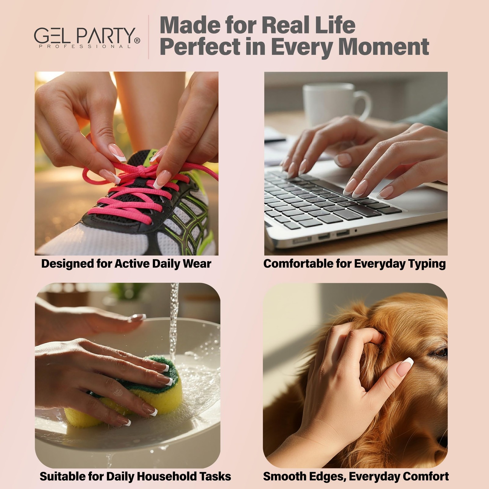 GELPARTY 150Pcs Soft Gel French Nail Tips – Pre-Shaped (x-Nude Short Almond) …