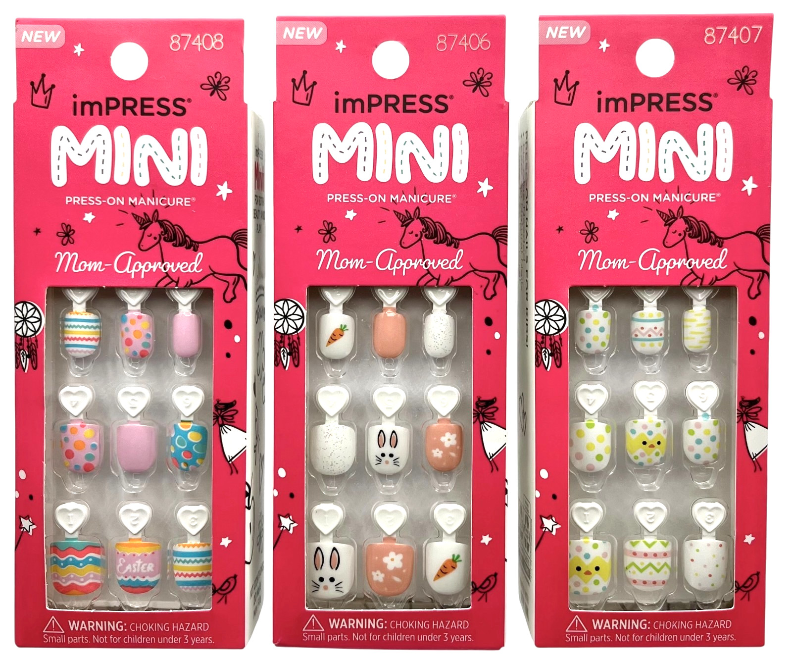 Lot of 50 KISS imPRESS MINI Press On Manicure Fake Nails for Kids Easter Spring