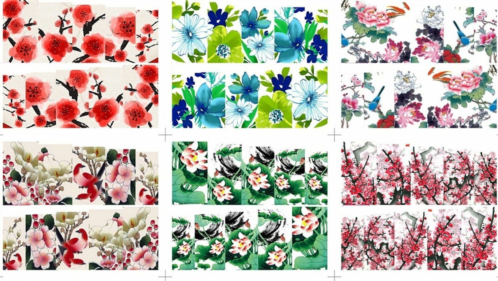 Full Wrap Water Transfers Nail Art Decals Flower Clock Leaf Bow Decoration NS11