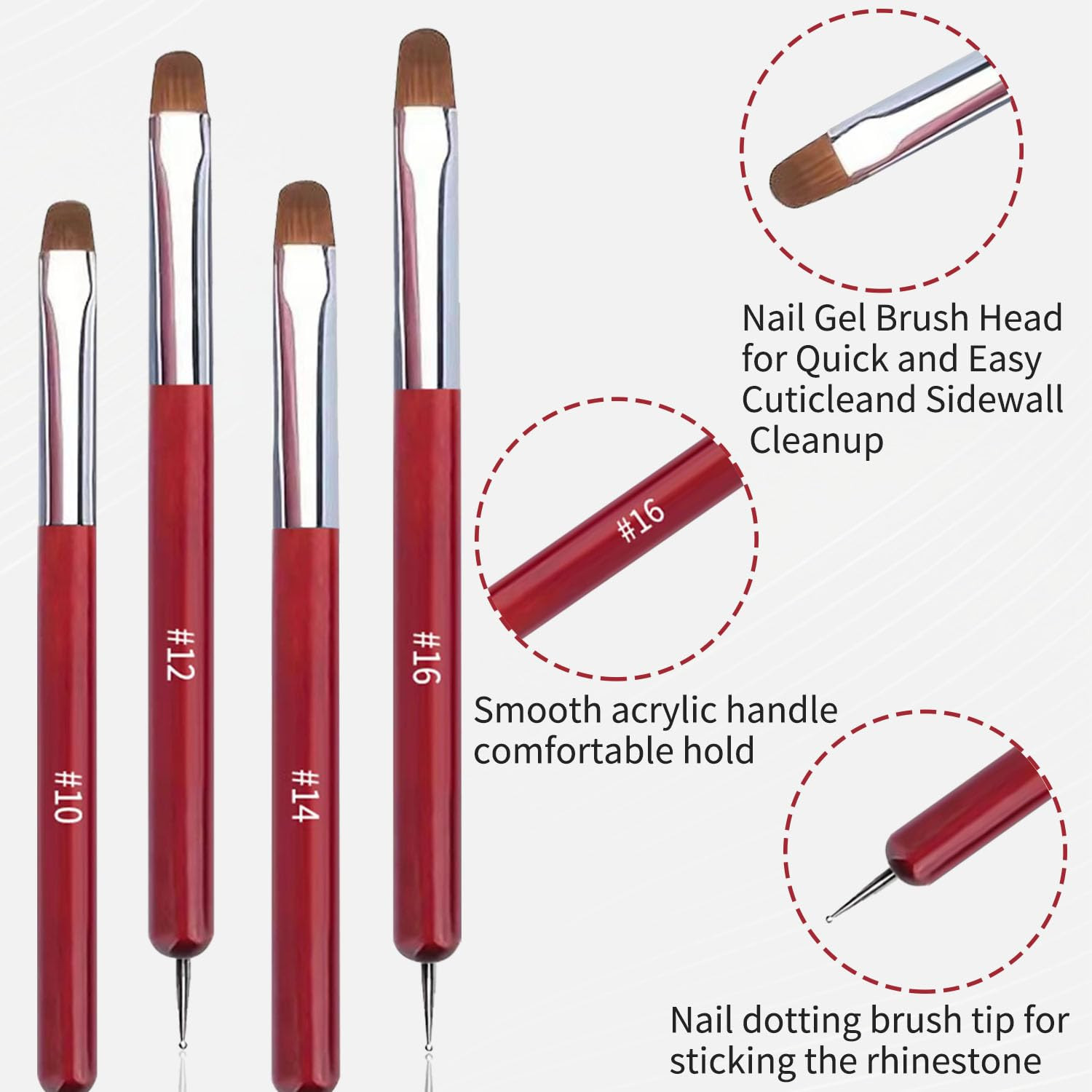4Pcs French Tip Brush, Double-Ended French Brushes for Nails with Dotting Tool,