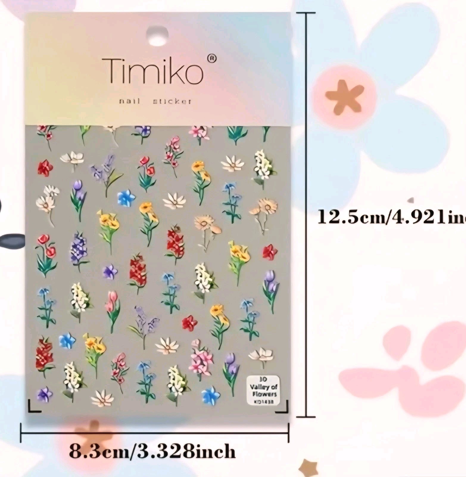 3D Floral Multicolor Nail Art Transfer Stickers Flowers Artistic Embossed Raised