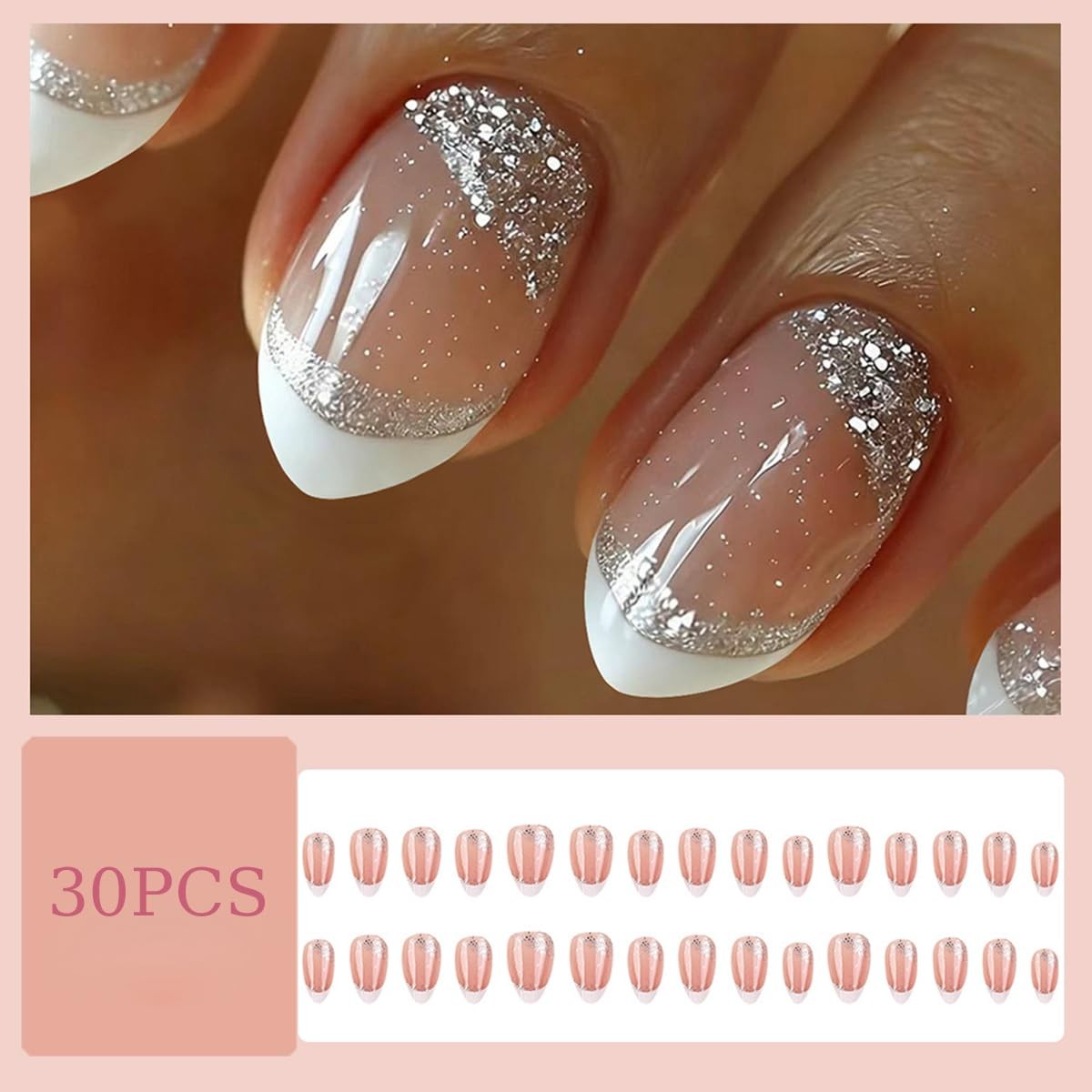 LRKNNO White French Tip Press on Nails