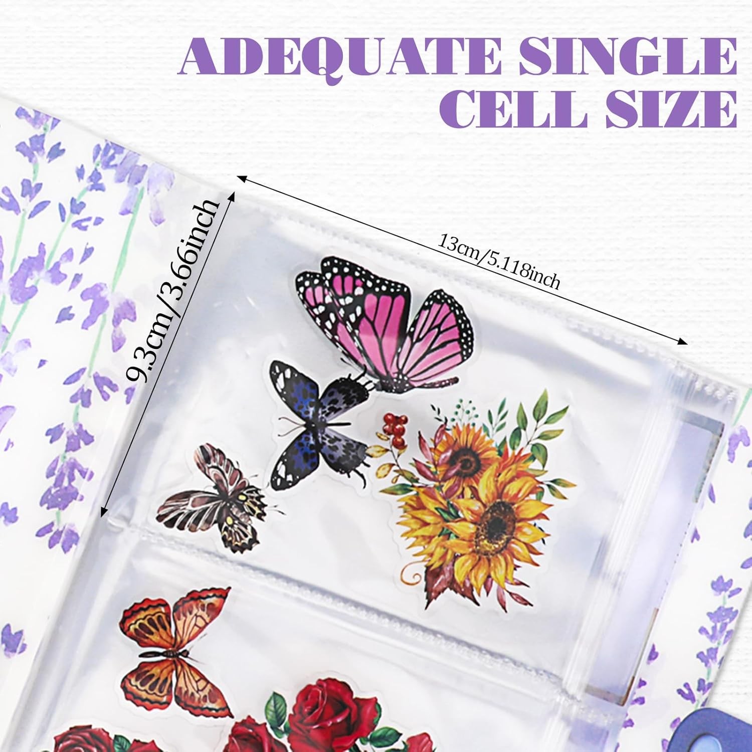 144 Slots Wisteria Flower Nail Art Artistic Stickers Storage Book Transparent
