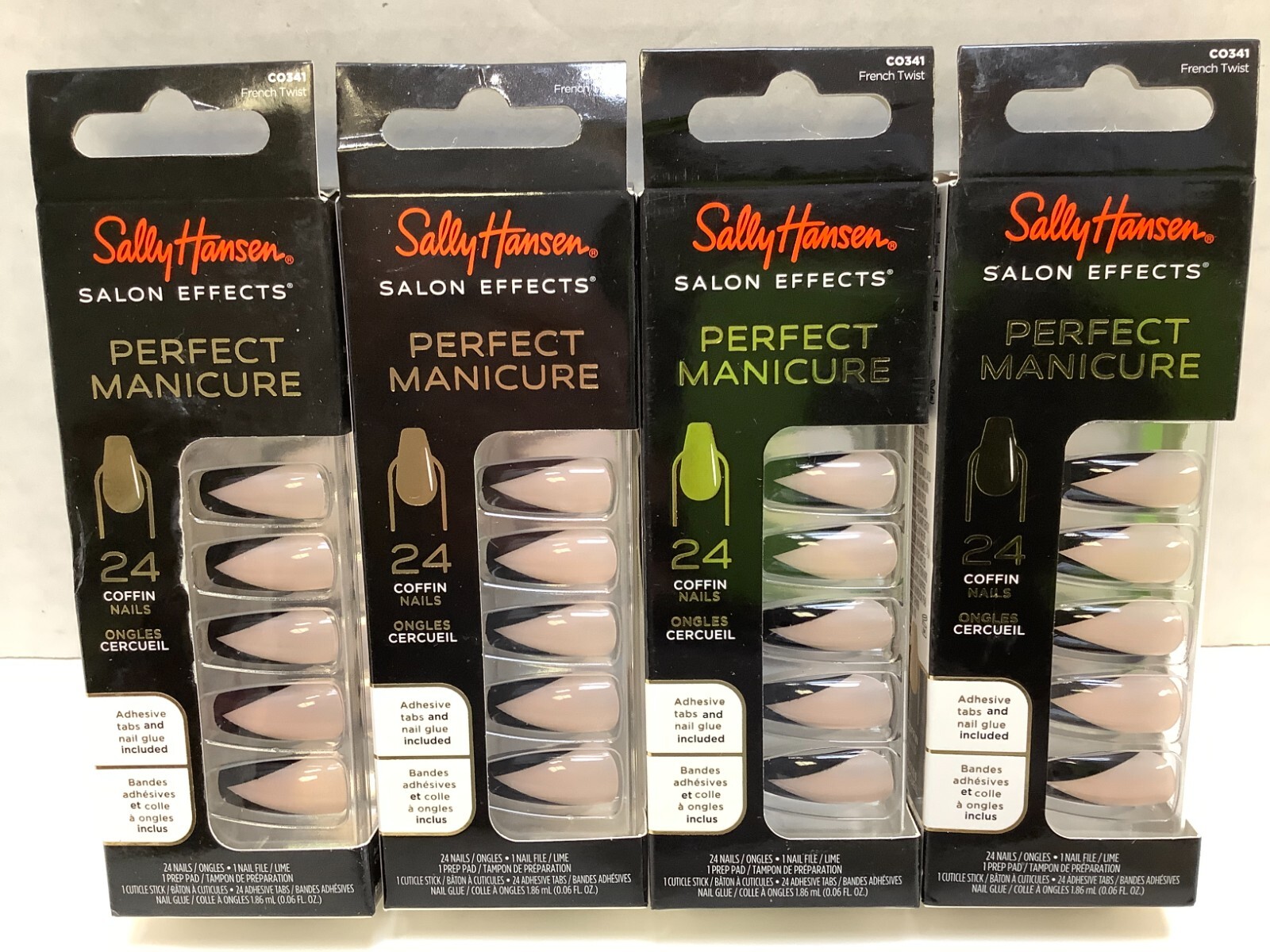 Sally Hansen Salon Effects Perfect Manicure, Coffin Nail, French Twist, Lot of 4