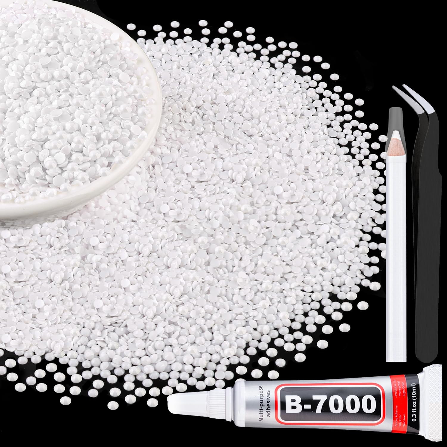 6000Pcs 3Mm Resin Jelly Rhinestones with 1Pcs 10Ml B7000 Jewelry Glue for Crafti