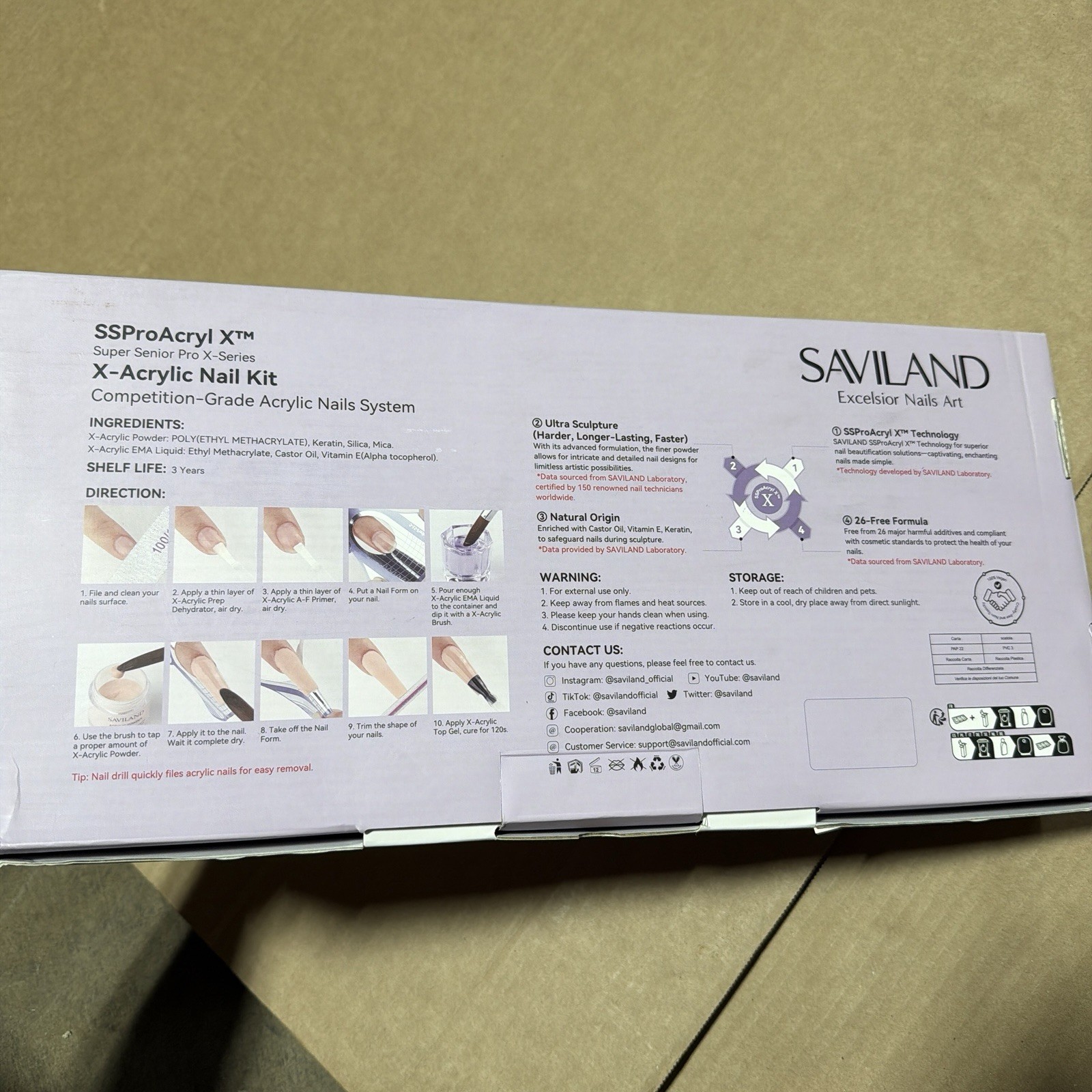Saviland SSProAcryl X Acrylic Nail Kit Salon Pro System X-Acrylic Nail Set New