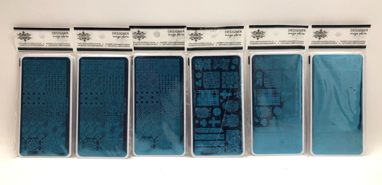 Messy Mansion Designer Nail Art Stamping Image Plate Symetrika 03/ 06 Lot of 6