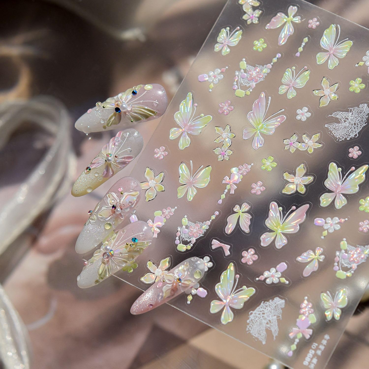 CnSybaris Holographic Butterfly Nail Art Stickers 5D