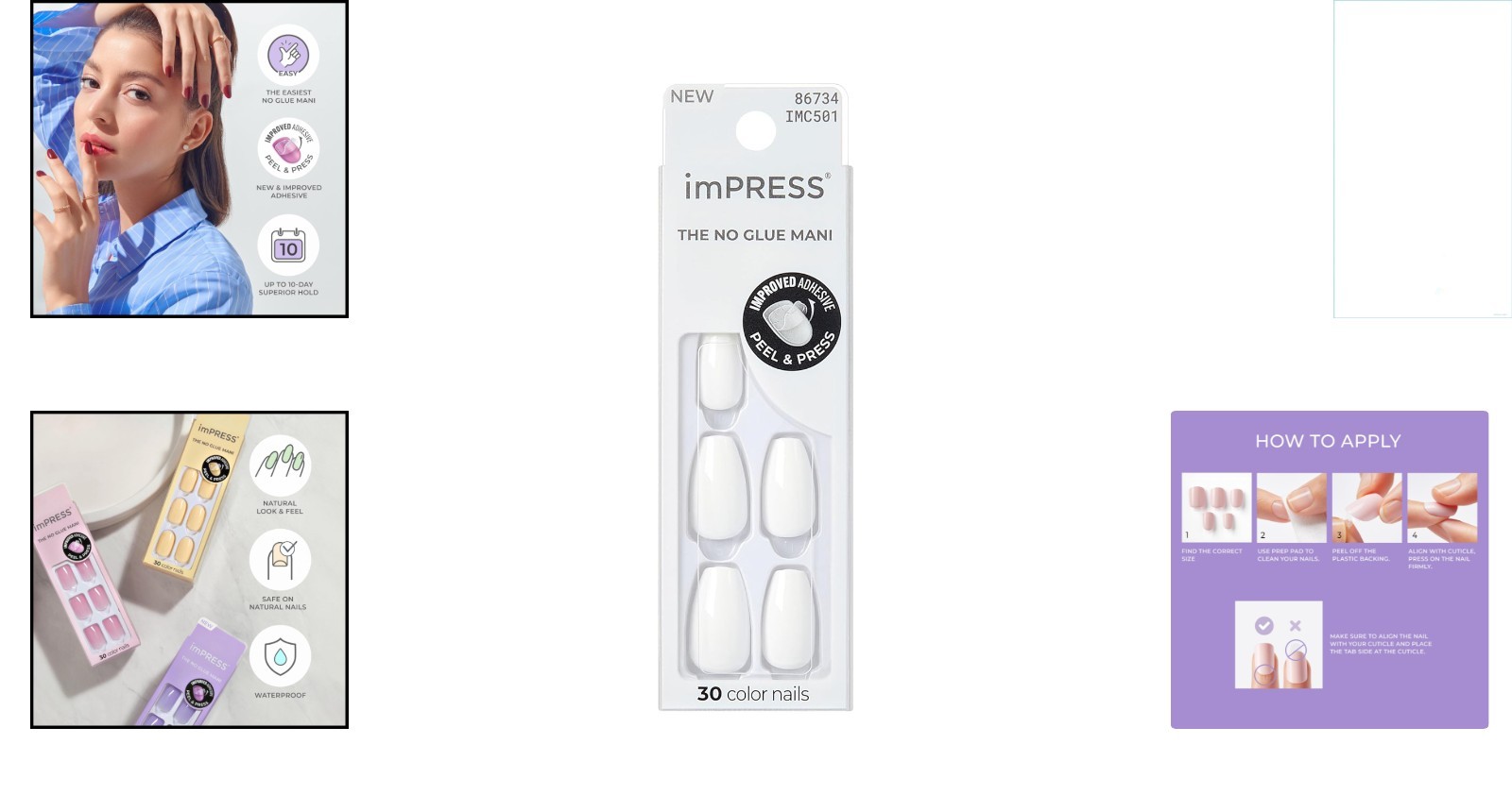 Kiss Color Press-On Nails, 30 Chip-Proof Glossy Nude, Polish-Free Manicure Set
