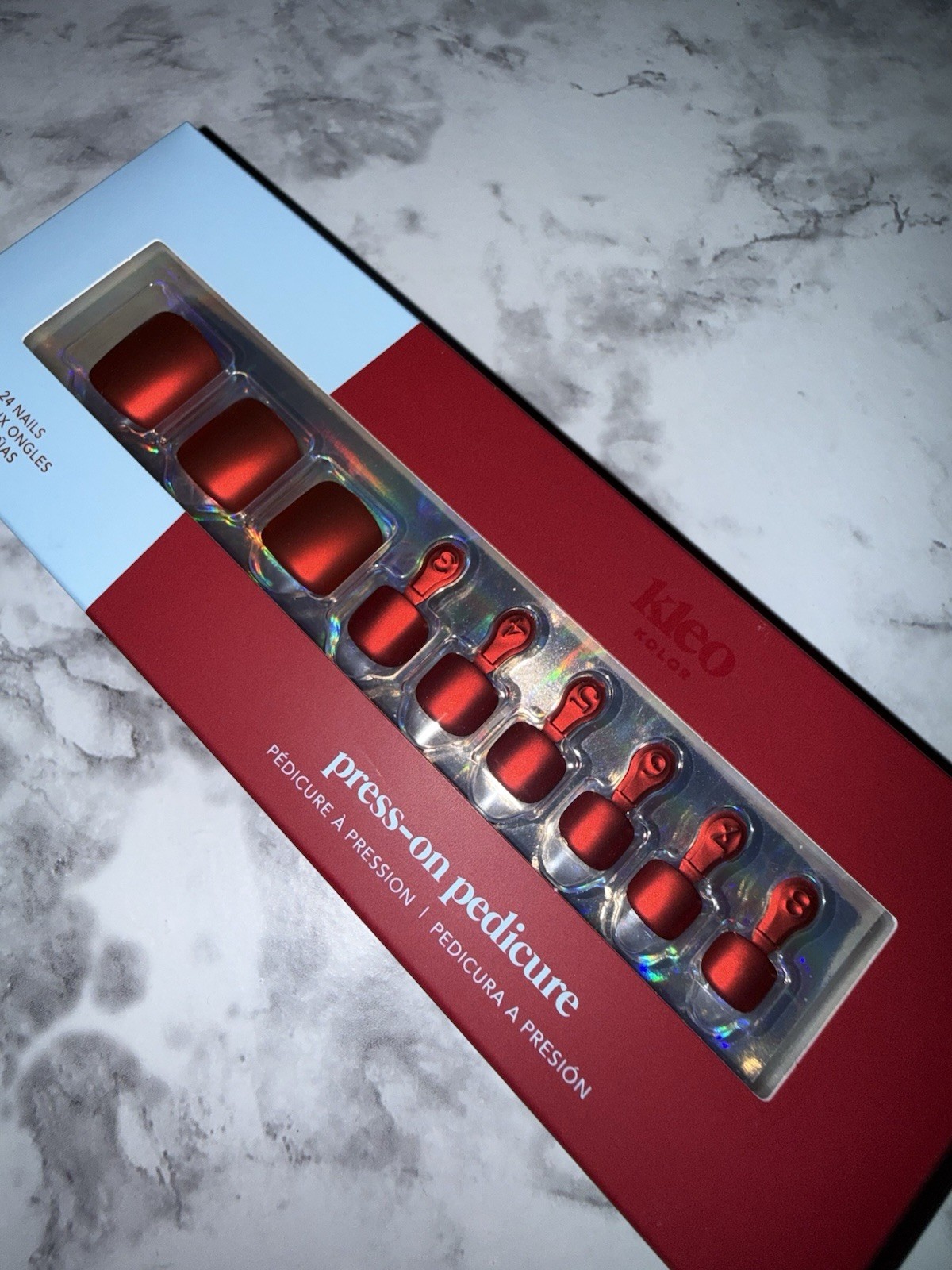New Kleo Kolor Press-On Gel Nails – Pedicure Of Course Red