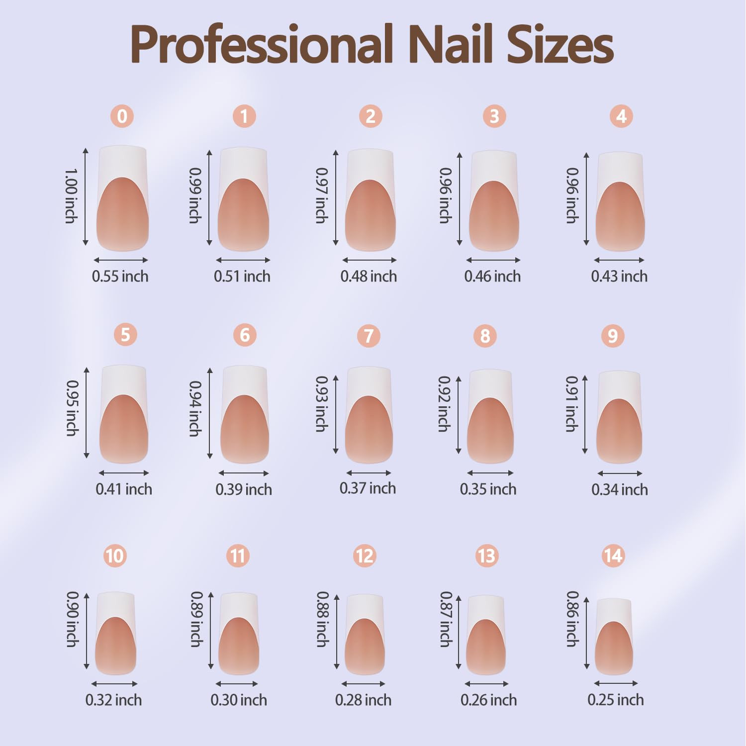 Misssix French Gel Nail Tips, 240Pcs French Tip Press on Nails Long Square Brown