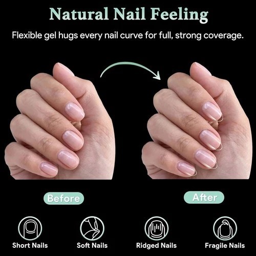 Extra Short Almond Nail Tips – 216pcs Soft Gel Full Cover Fake Nails, 70-Grit…