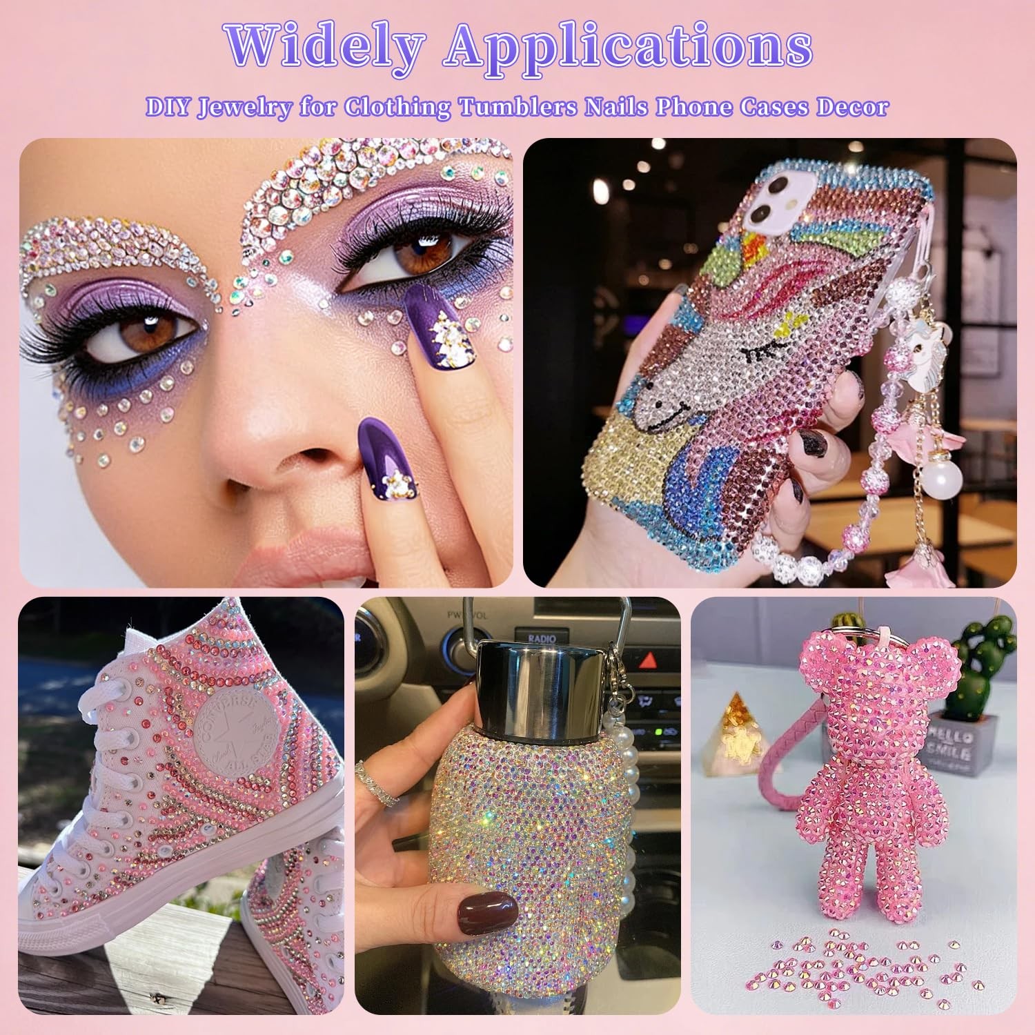 32000 Pcs Resin Rhinestones for Crafting, 40 Colors Rhinestone Kit 3mm Flatba…