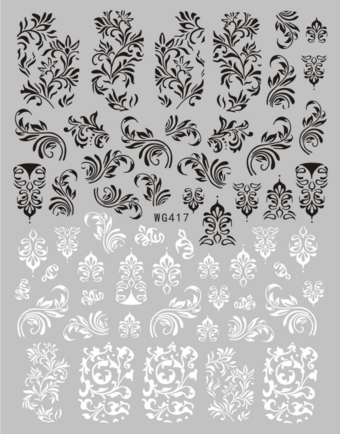 Abstract Geometric Figure Nail Sticker Black & White Totem Flower Nail Decal
