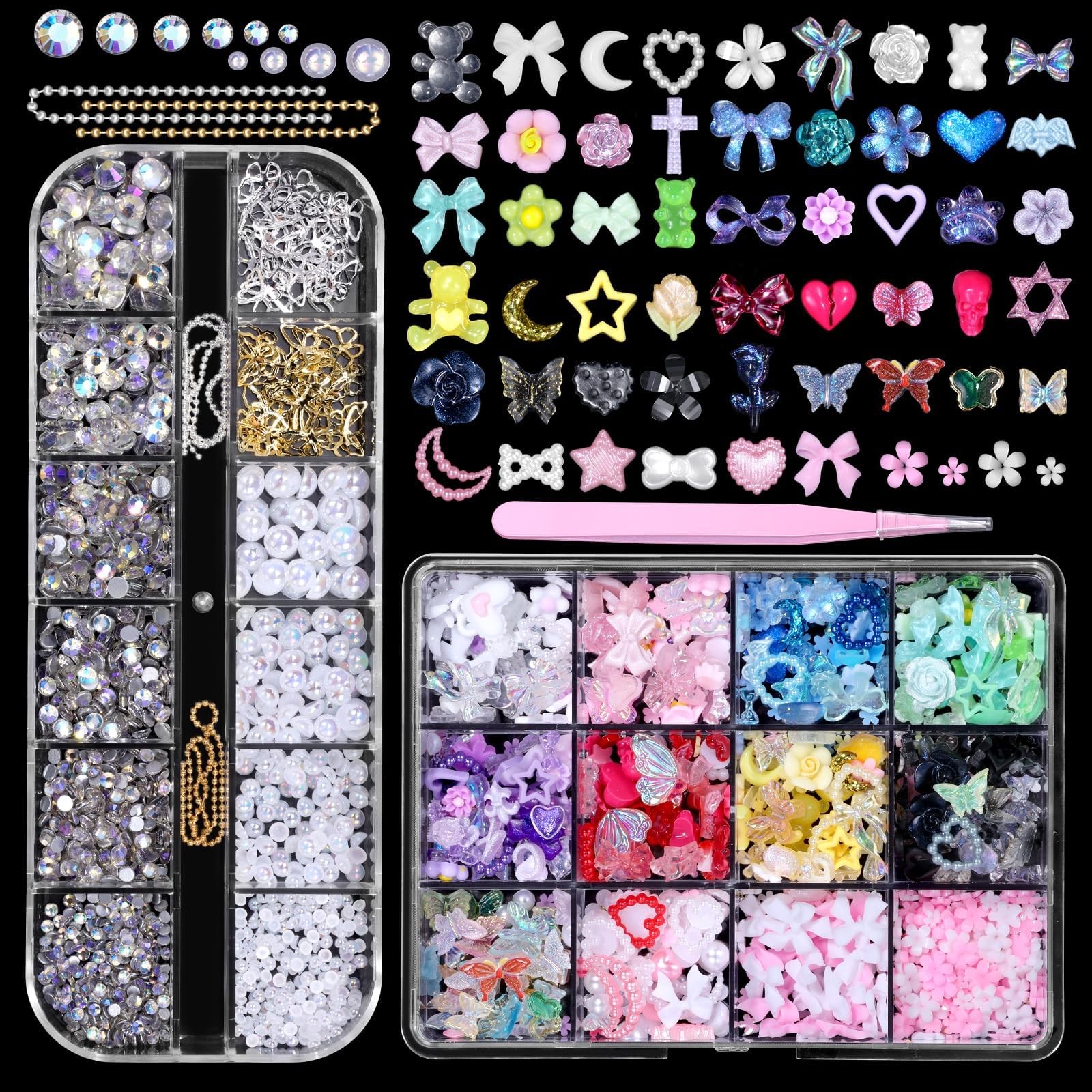 3D Nail Charms Set Nail Art Charms Supplies For DIY Home Salon Accessories