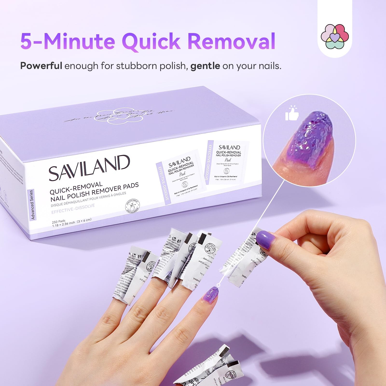 SAVILAND Advanced Gel Nail Polish Remover Pads: 1 Count (Pack of 1), Purple