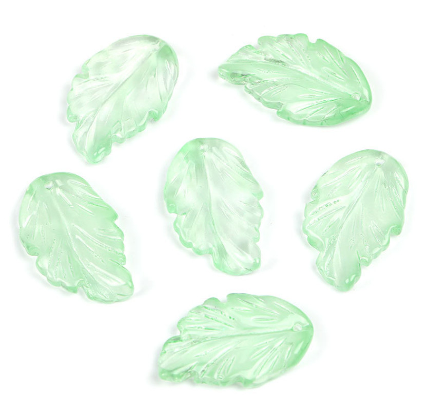 28mm Czech glass bead 6pcs Czech glass leaf beads 1.4mm Hole iridescent NH17