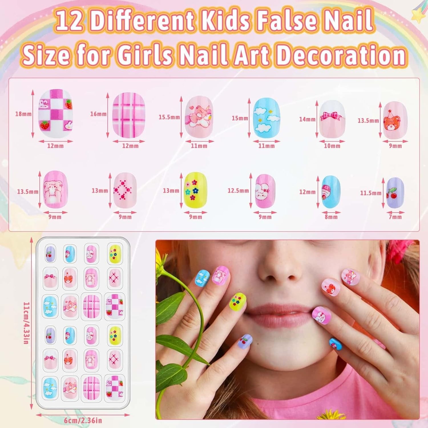 Beautiful 144 Pcs Kids Nail Kit – Safe, Easy-to-Apply Press-On Nails for Girls