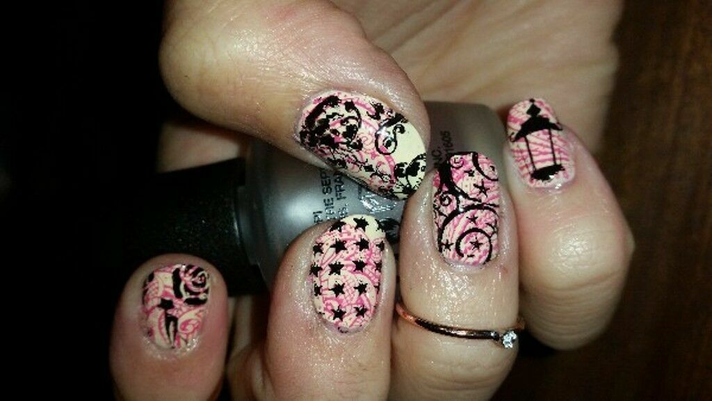 Nail Art Stamping Black Cat Rose Theme Manicure Template Image Plate Kit BP 03
