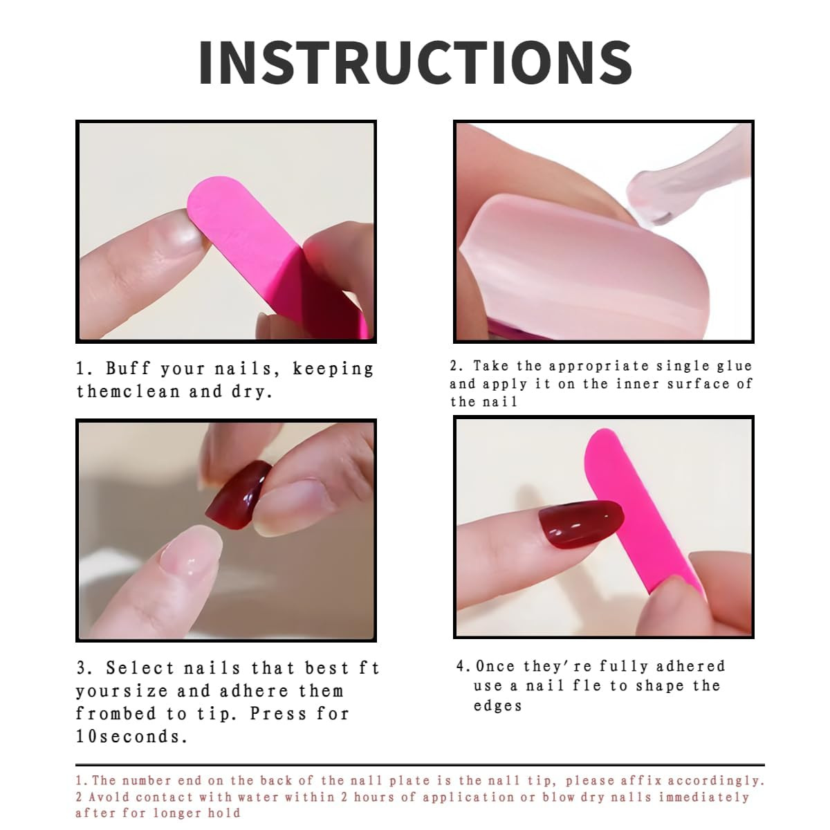 24Pcs Square Press on Nails Medium Fake Nails with Glossy Full Cover False Nails