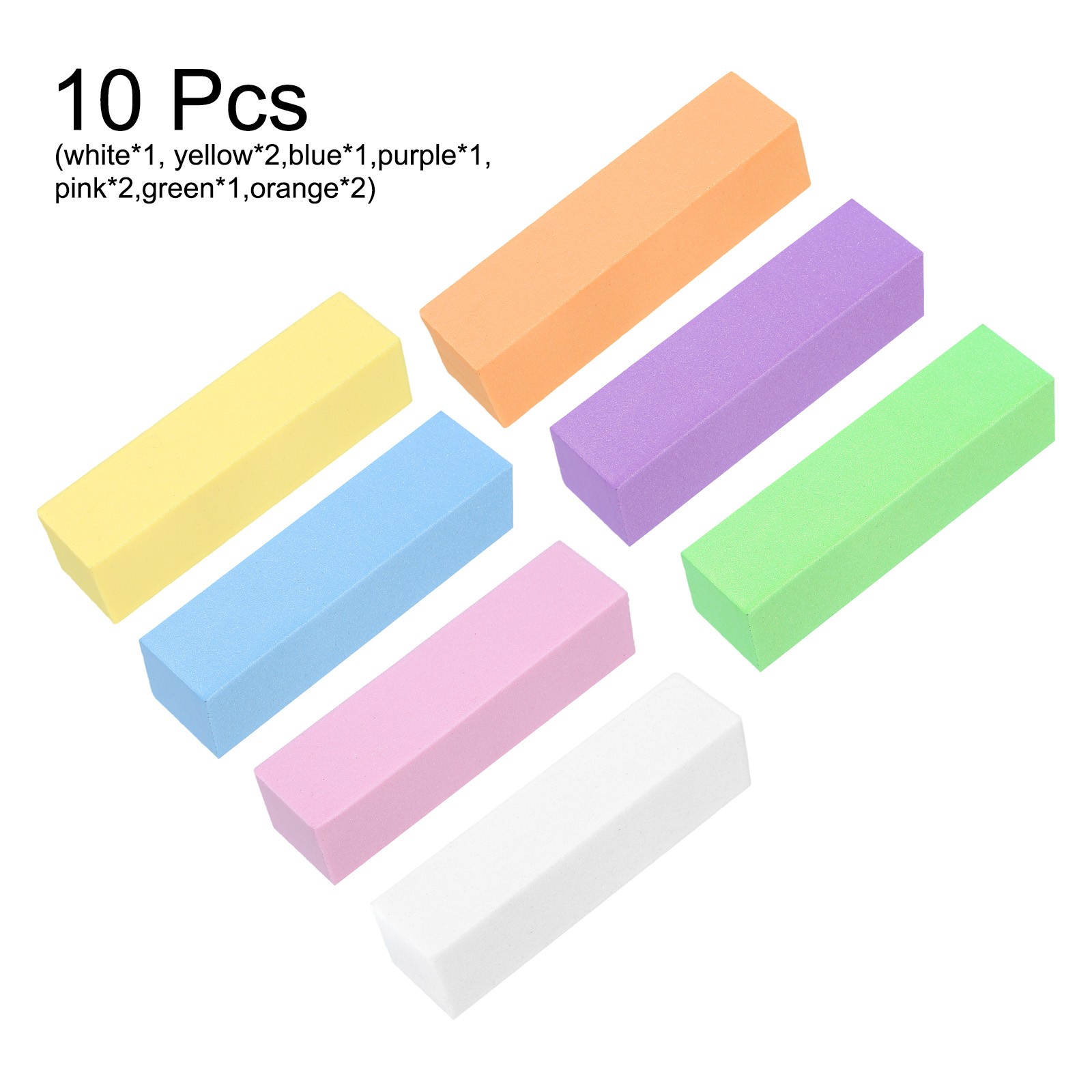 10pcs Nail Buffer Block 120 Grits Nail File for Nail Buffing, Mix Seven Colors