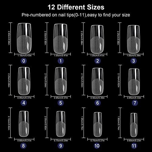 Square Nail Tips 600 PCS Artificial Full Cover 600 Count (Pack of 1) Clear