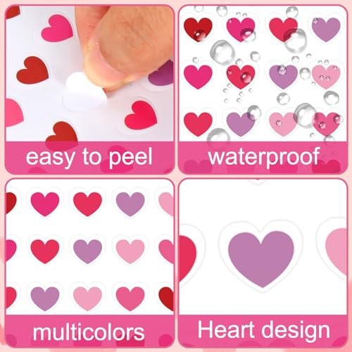 2400Pcs Valentine’s Day Mini Love Heart Sticker Red Pink Red Pink Hearts
