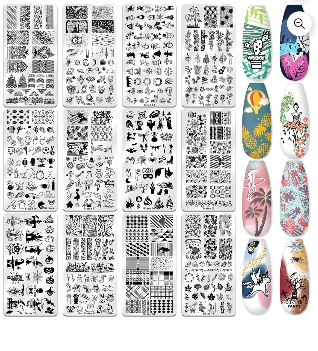 Biutee Nail Stamper Kit Nail Art Set 8 Stamping Plate Polish Gel 12 Stamping