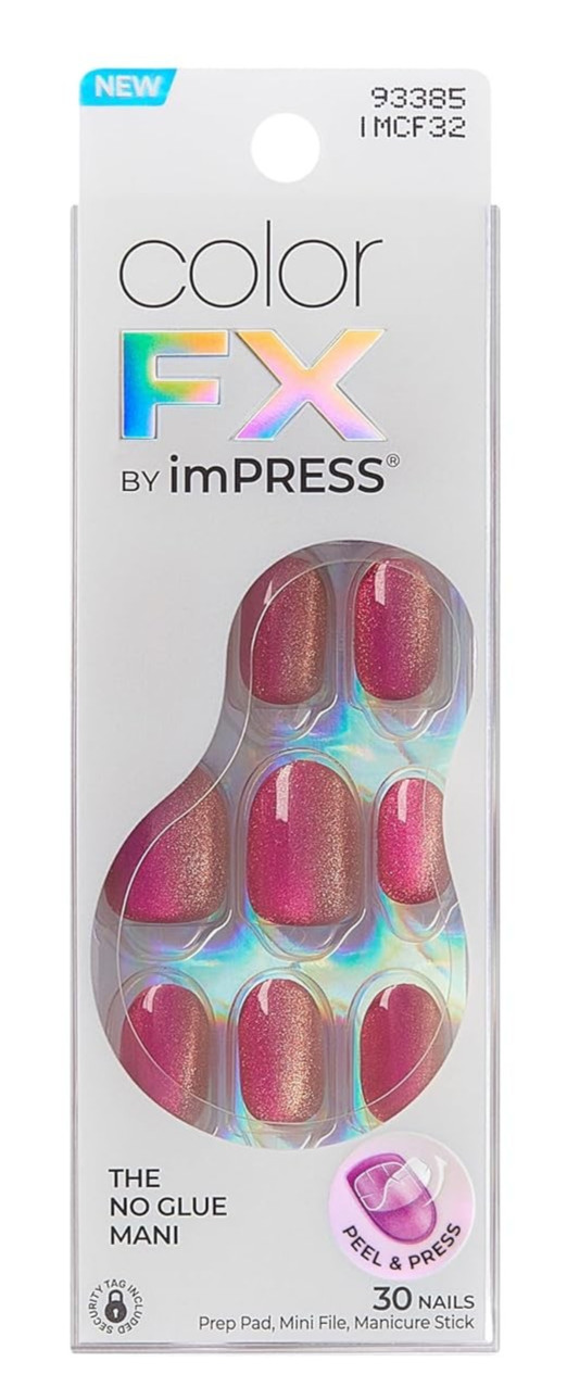 Kiss imPRESS Color FX 30 Press On Nails Full Cover Walk Out Pink No Glue Mani
