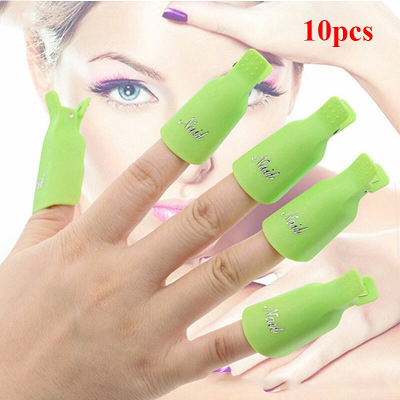 10Pcs Silicone UV Gel Polish Remover Wraps Soak Off Cap Clip Nail Art Tool US✔