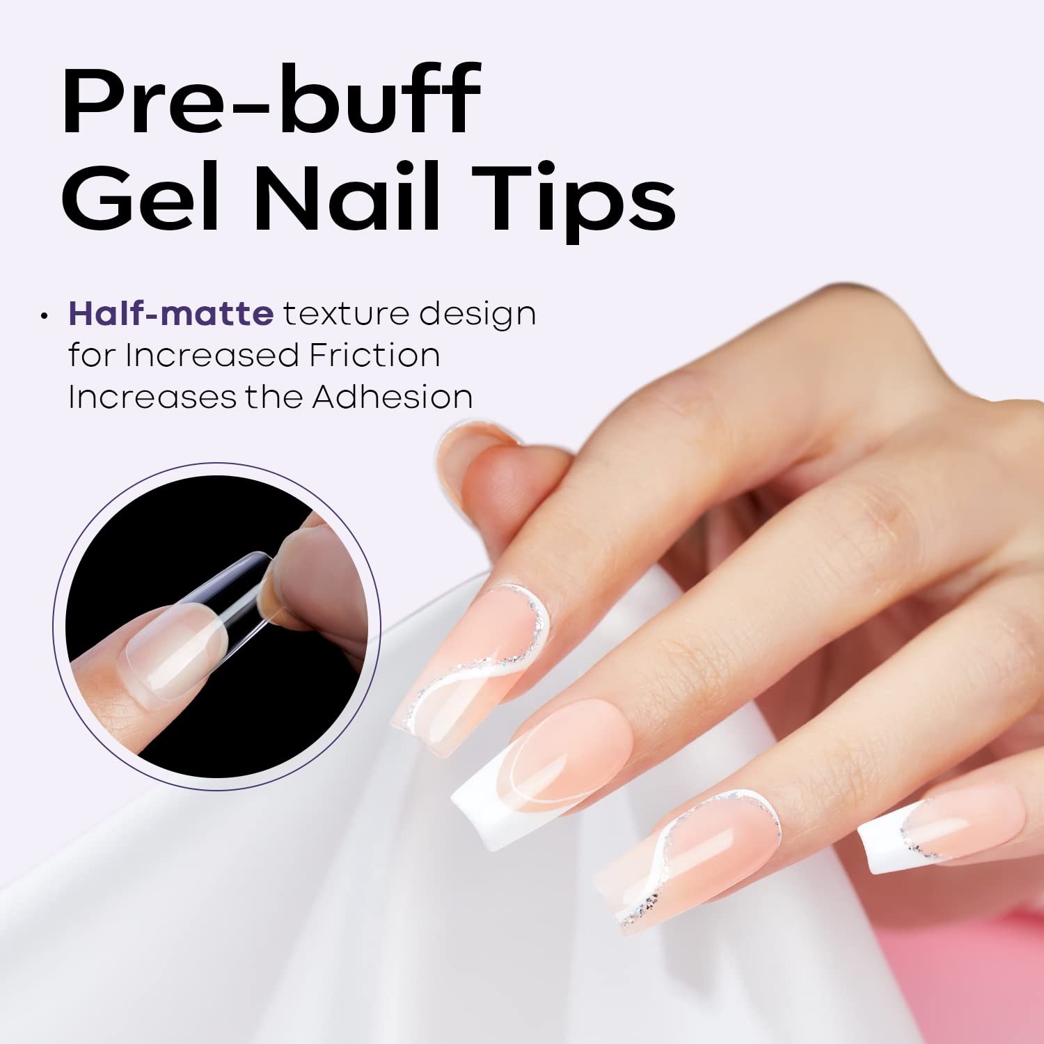 Medium Square Nail Tips – 510Pcs Fake Nails Gel Tips Pre-shaped Half Matte Fu…