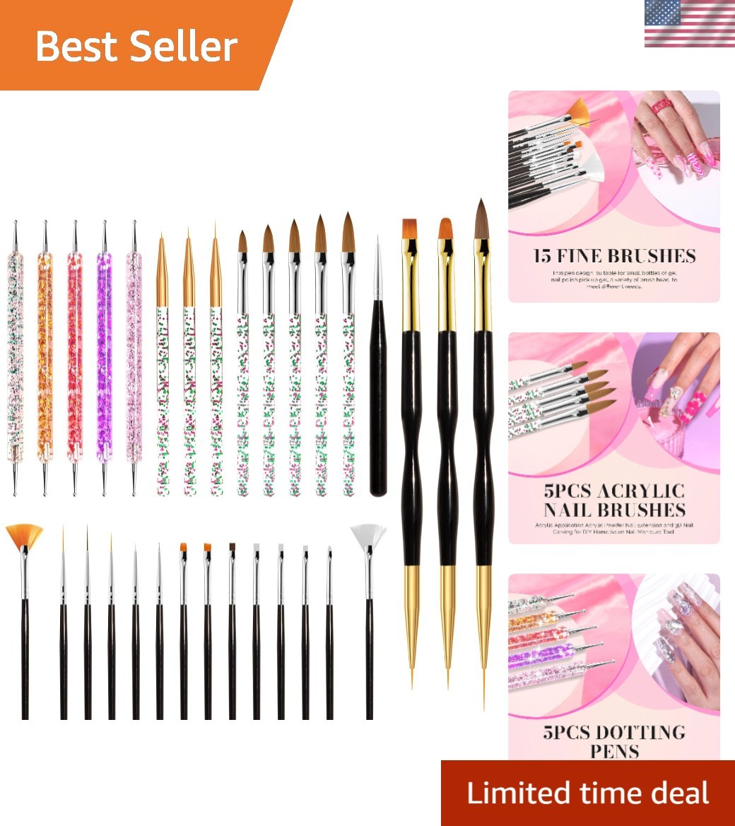 Complete Nail Art Tool Set: 31 Brushes for Every Creative Design – Lightweight