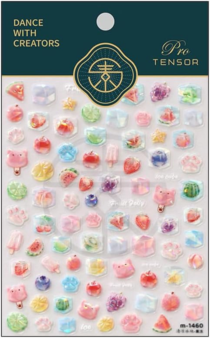 Fruit Nail Stickers for Nail Art Cute Y2K Self Adhesive Nail Decals Summer 3D Fr