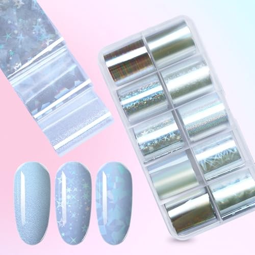 Transfer Nail Foil Flower White Black Lace Nail Art Sticker Decals Style F