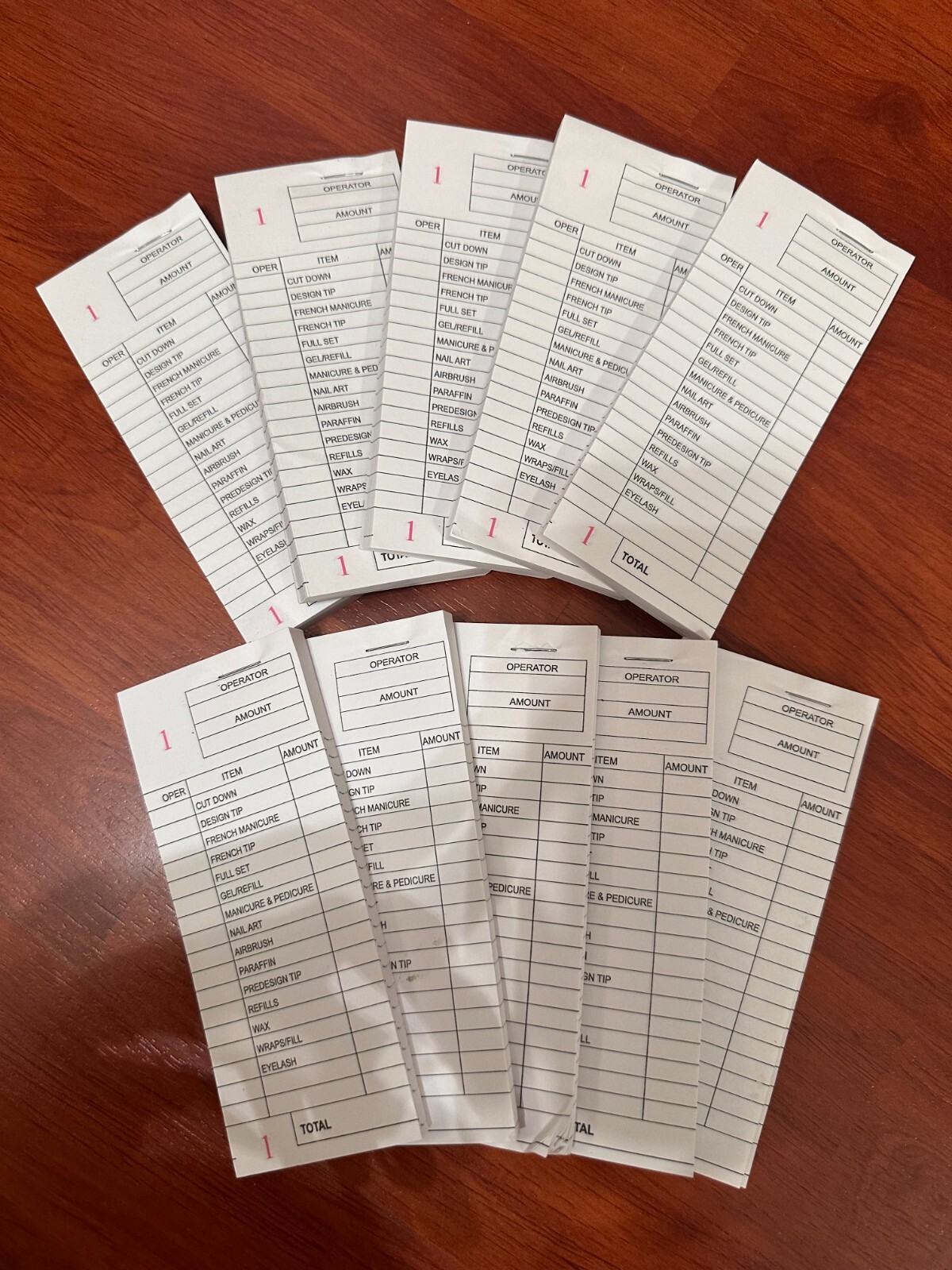 Nail Salon Ticket Check Book 100 ct/book 60 books/6 packs