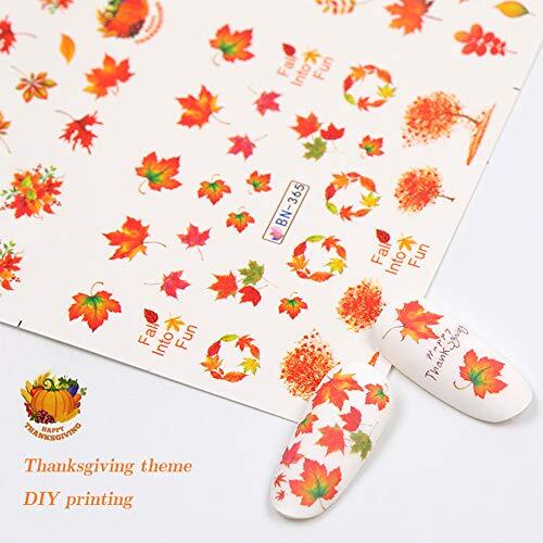 Fall Nail Stickersutumn Maple Leaf Nailrt Decals Thanksgiving Day Water Decal A