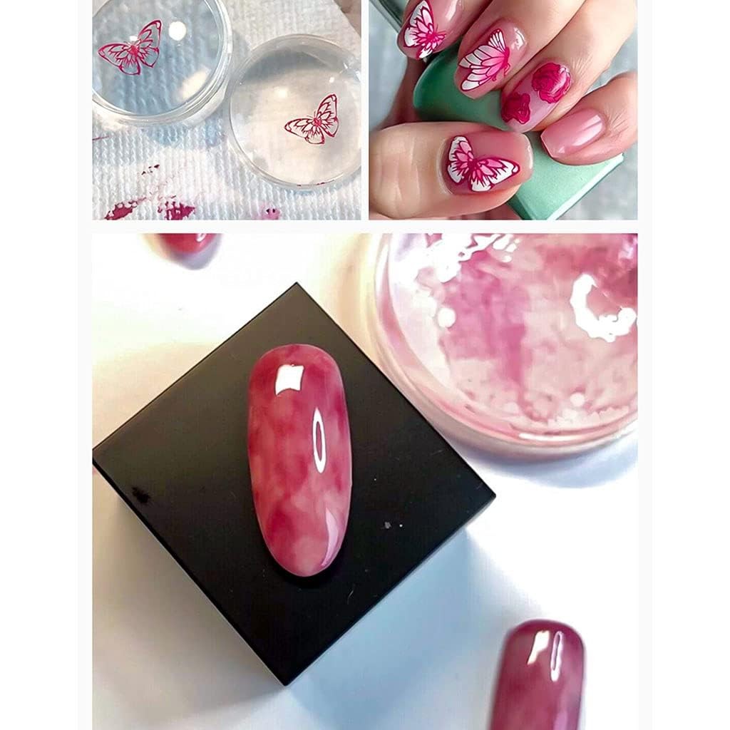 French Tip Tool Nail Art Stamper Kit Silicone Stamping Jelly with Scraper