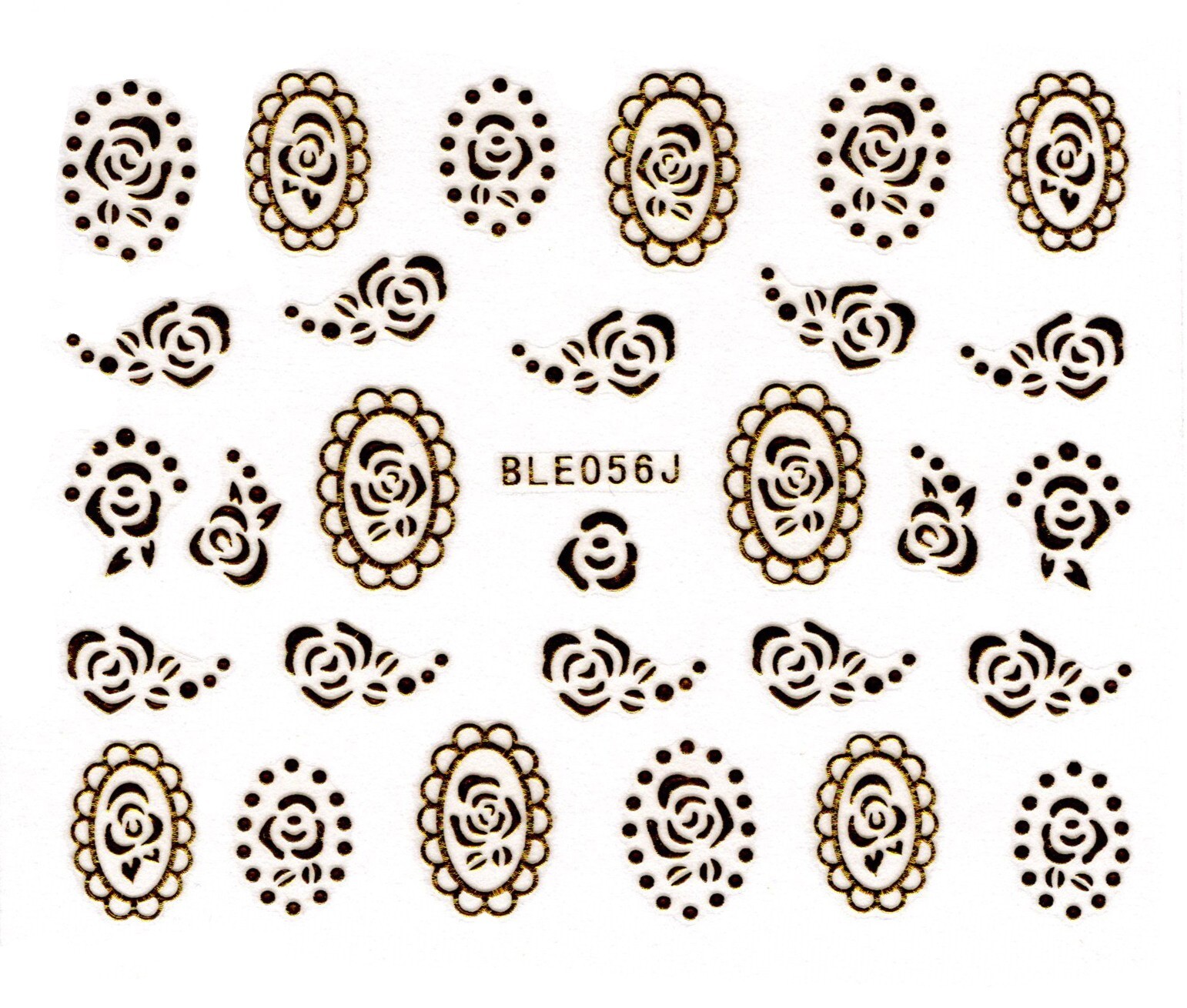 Nail Art 3D Decal Stickers Gold roses lace BLE056J