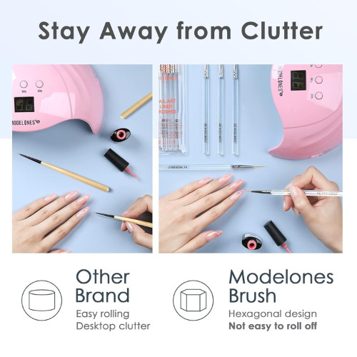 NEW 5PC Nail Art Liner Brush Set Thin Gel Polish Painting Brushes Hex Handle