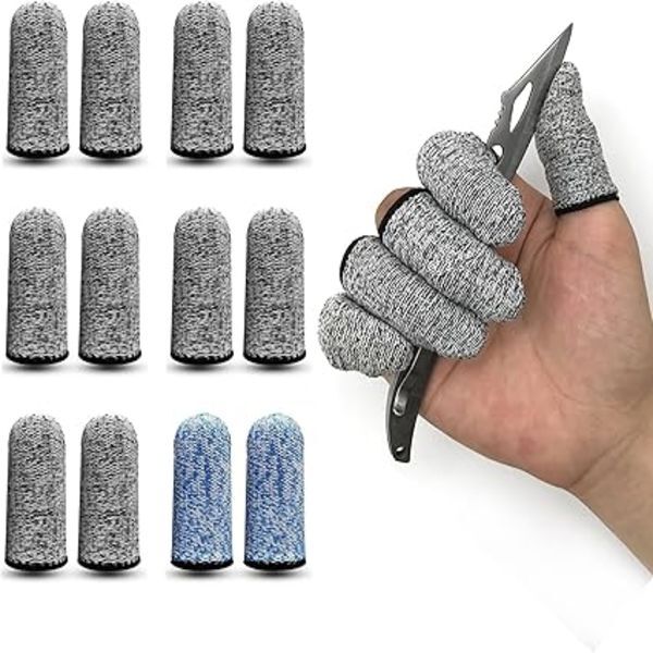12 Pack Cut Resistant Finger Cots Finger Protectors Sleeves for Garden Kitchen