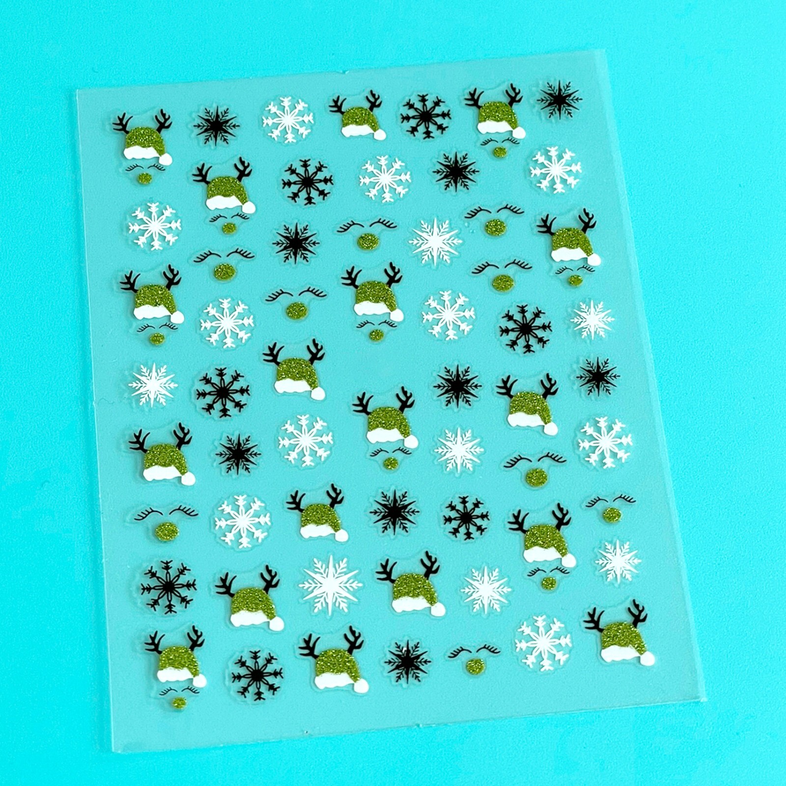 Glitter Christmas Nail Sticker Christmas Hats Snowflake Rudolph Santa Red Nose