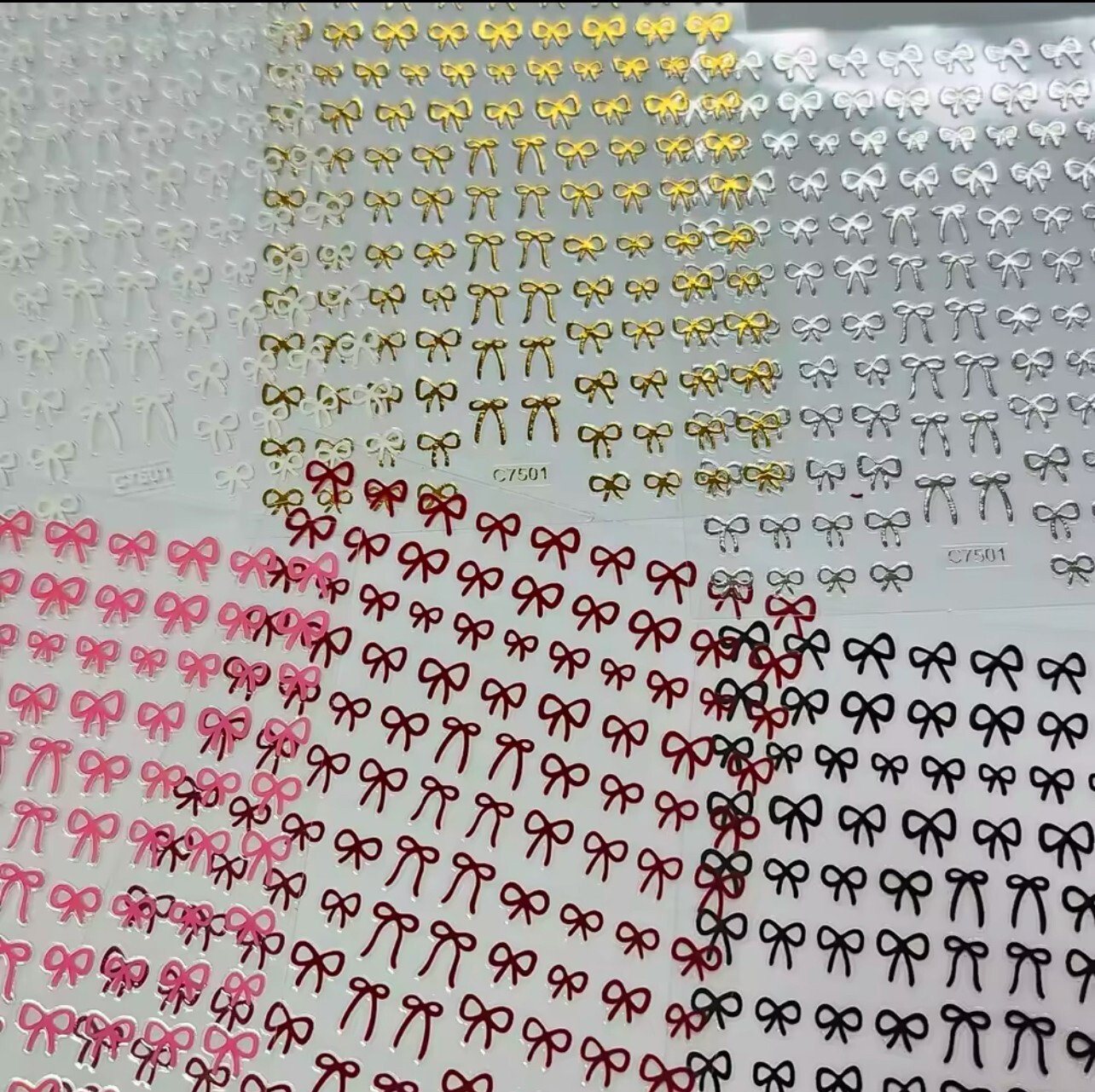 Minimalist Bow Nail Art Stickers Black White Gold Silver Red Ribbon Gel Nail