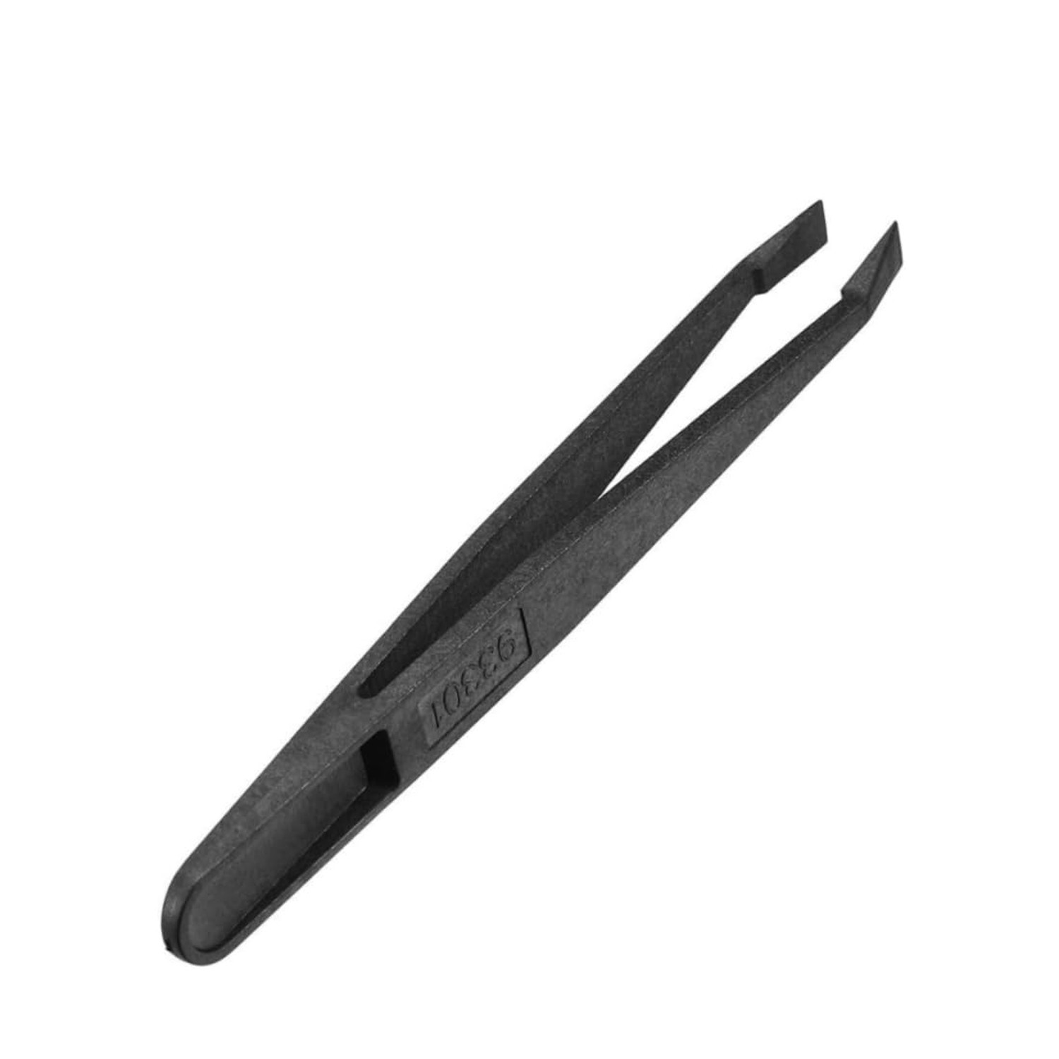 Black Plastic Slant Flat Tip Anti-static Tweezers 4.7 Inch Length 6pcs